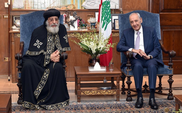 بري استقبل البابا تواضروس