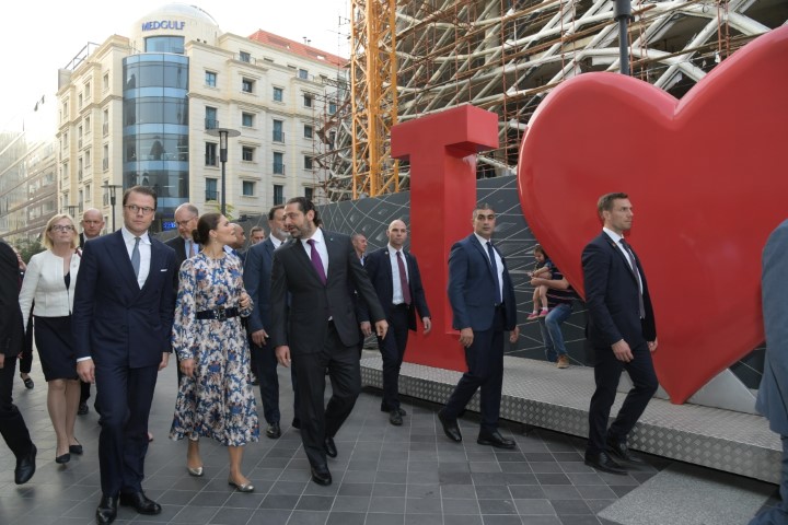 الرئيس سعد الحريري يجول وولية عهد السويد في وسط بيروت