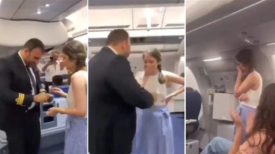 كابتن لبناني طلب يد حبيبته على متن الطائرة