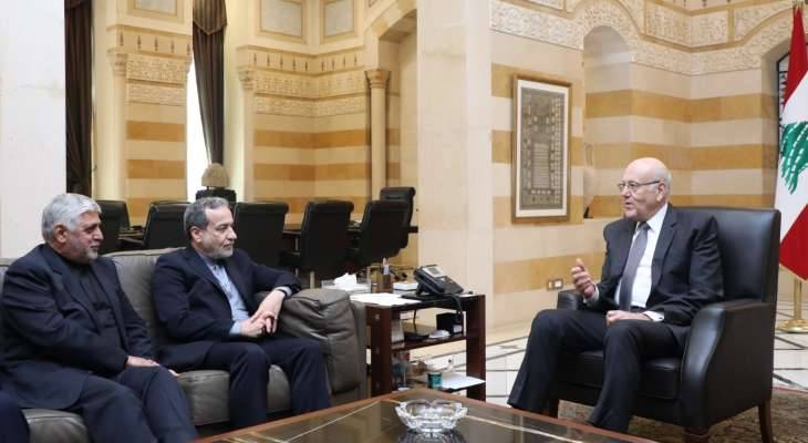 عراقجي خلال لقائه ميقاتي: حريصون على لبنان وسنقوم بحملة دبلوماسية لدعمه