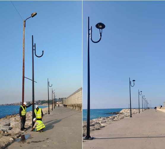 بلدية صيدا: تركيب أعمدة إنارة بالطاقة الشمسية في مدينة الحريري الرياضية والشرطة تواصل إزالة المخالفات