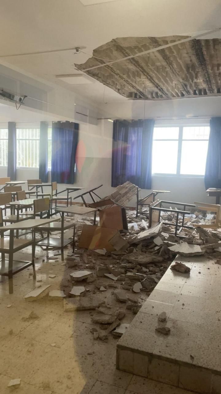 انهيار سقف مدرسة في صيدا والطلاب ينجون بأعجوبة (صورة)